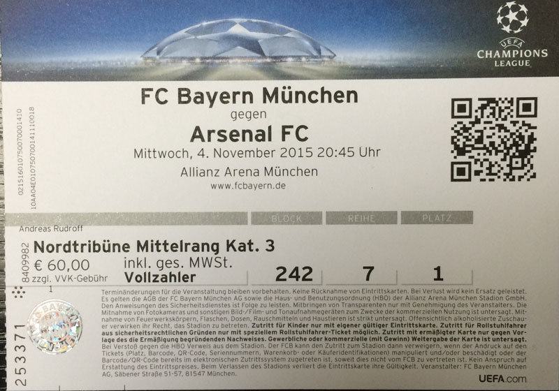 FC Bayern München – FC Arsenal – 04.11.2015 | Würmtal Suckers