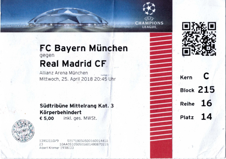 FC Bayern München – Real Madrid Club de Fútbol am 25.04.2018